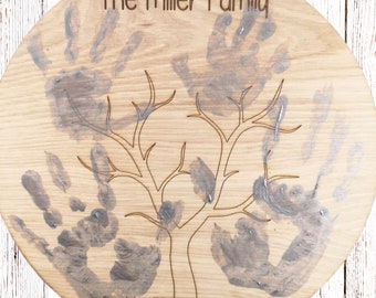 Personalised family hand print, hand print picture, personalised family, Our family, Baby handprint, family tree