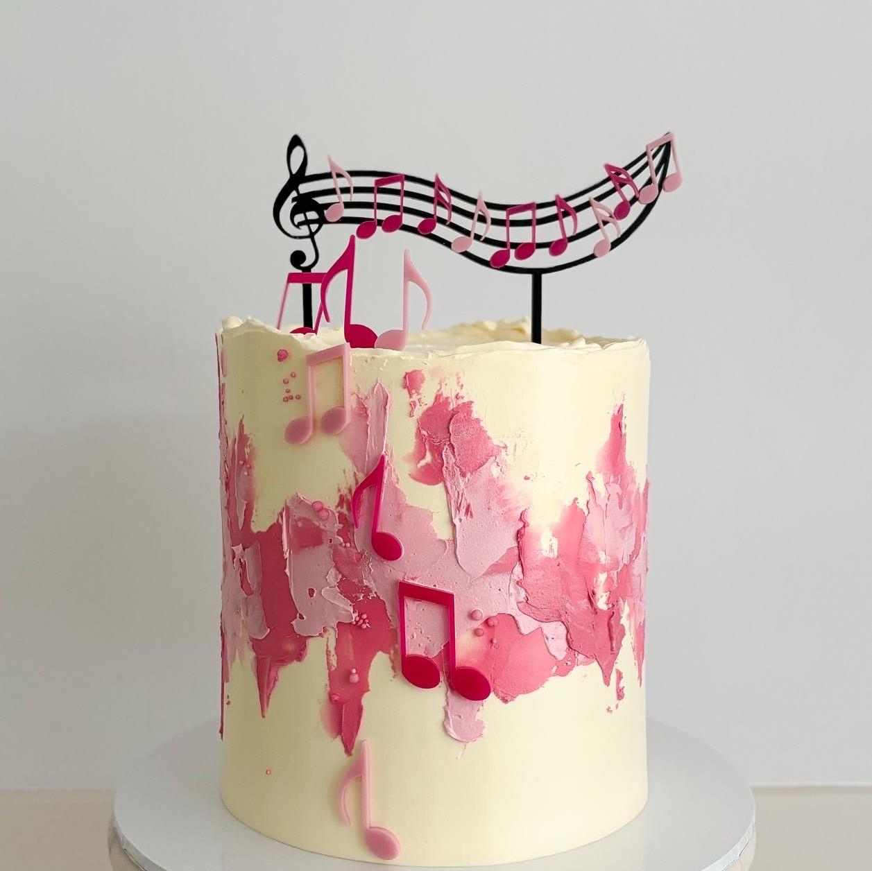 TTOA Set De 4 Décorations De Gâteau Thème Musical – Notes De Piano Réutilisables Avec Bâtons Pour Anniversaire Et Fête