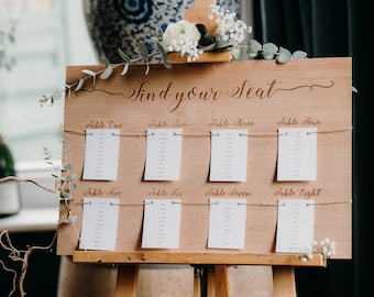 Wedding Table Plan, Wooden table plan, Take your seat