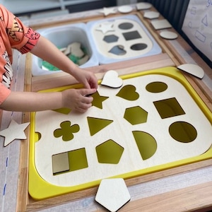 Shape Matching Flisat Table Topper - Sensory activity table - Wooden Educational STEAM Toy - UKCA/CE Safety Tested