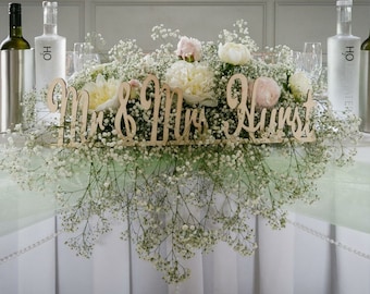 Personalised Mr & Mrs Wedding Sign: Freestanding top table sign