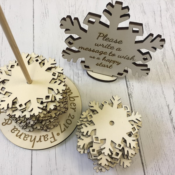 Guest Book, Alternative Guest Book, Wooden snowflake, Personalised Guest Book, Personalized Heart, Christmas Wedding, Winter wedding