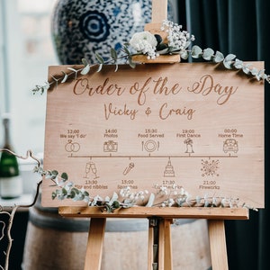 Engraved Wedding Order of Events Sign: Wedding Decoration