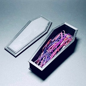 Coffin Shaped Business Card, Ear Swab, Paper Clips Container