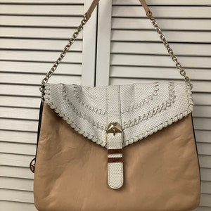 DKNY Handbags White Saffiano Leather Flap Crossbody Bag