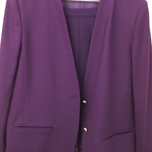 Vintage Pendleton purple wool lined jacket  vibrant purple 2 button deep V jacket vtg size 14-matching skirt listed separately  Boho preppy