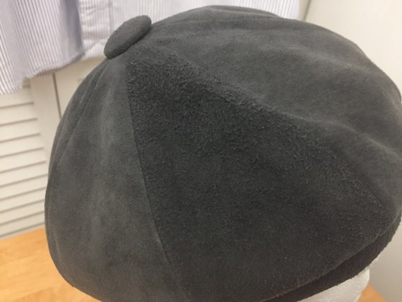 Vintage mid century charcoal gray suede hat beani… - image 5