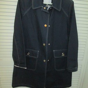 Larry Levine waterafstotende marineblauw module sluit korte voorjaar jas, auto vacht. Boating vest. Lente herfst regenjas Preppy marineblauw M