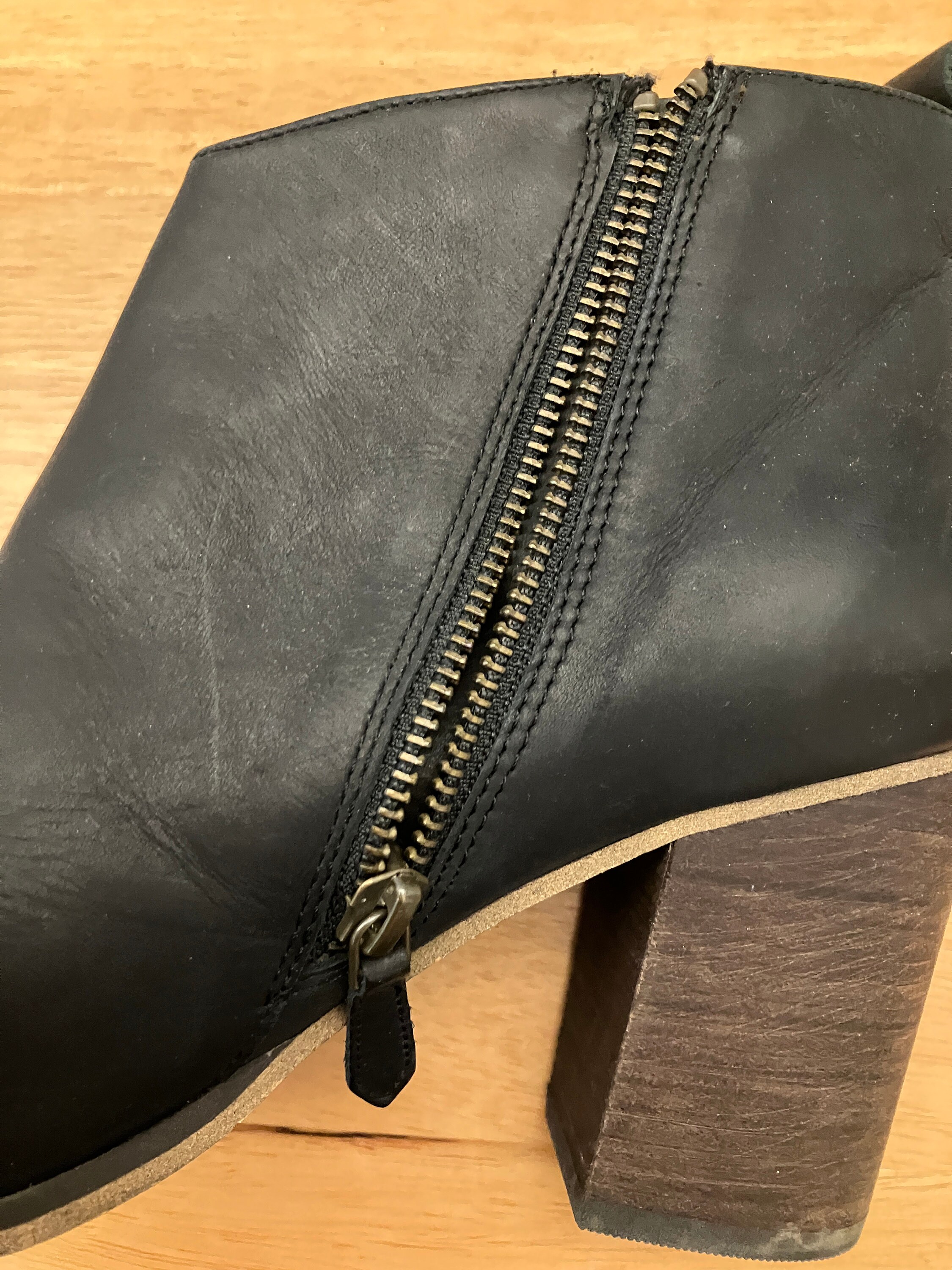 Black stacked heel booties clearance