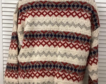 Pull Homme En Pure Laine Tweed Rouge - Taille XL - Occasion En Très Bon État