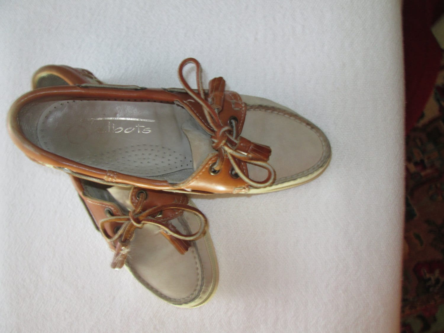 Vintage Talbots Beige Suede and Brown Tasseled Tie Leather Deck Boat Sailing Preppy Shoes. Size 6 1 2 M Etsy UK