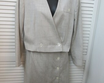 Vintage Pendleton made in USA beige 2 PC Frühlingssommeranzug Preppy Profi-einzigartige Frontknopf-Rock w passende Jacke. Siehe Messung