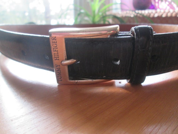 Vintage Hilfiger Black Textured Leather Belt -