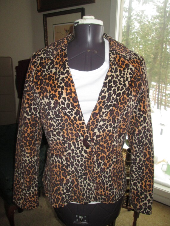 Larry Levine Cotton Corduroy Leopard 