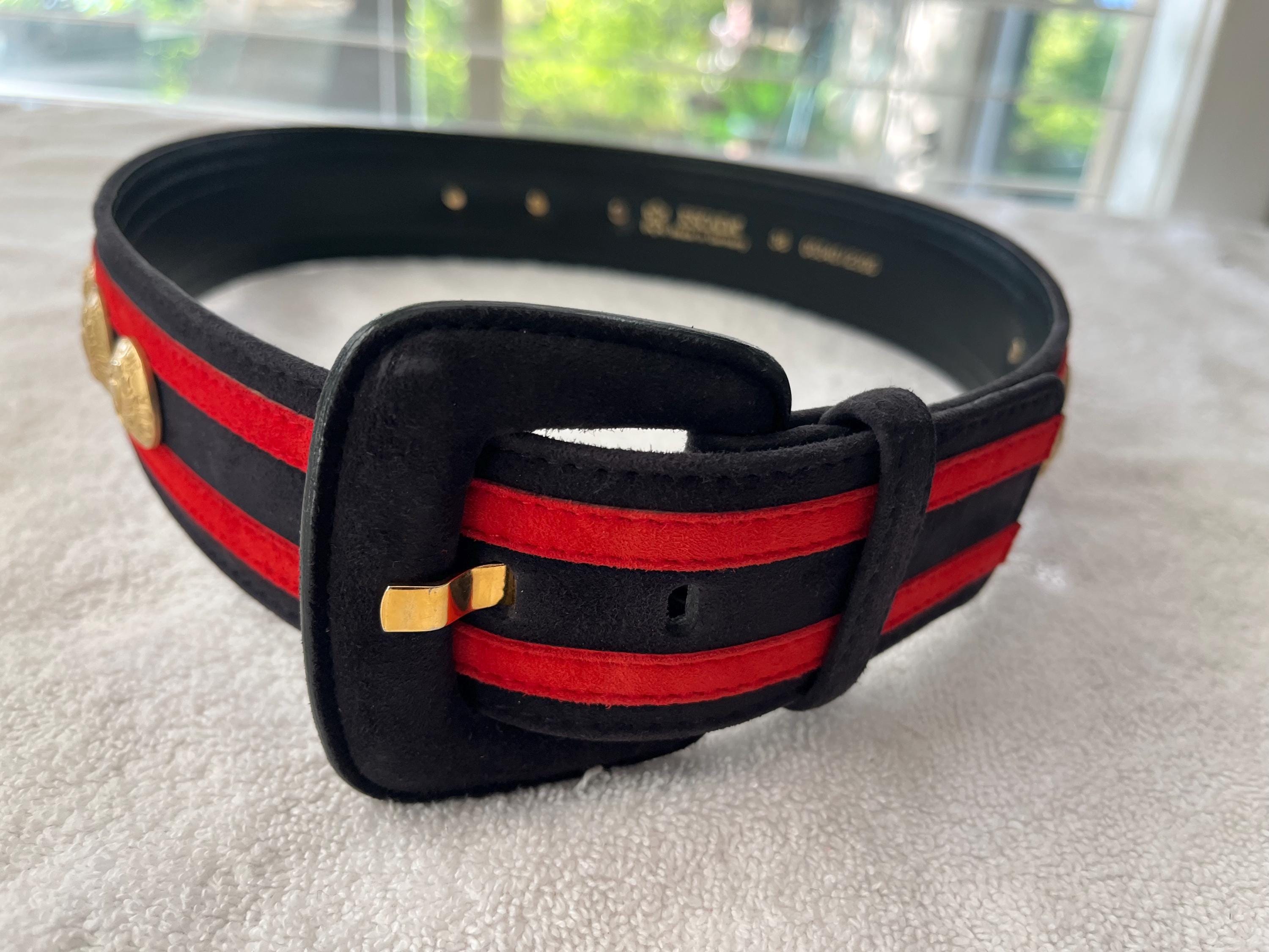 Vintage Escada Red Belt with Gold Metal \