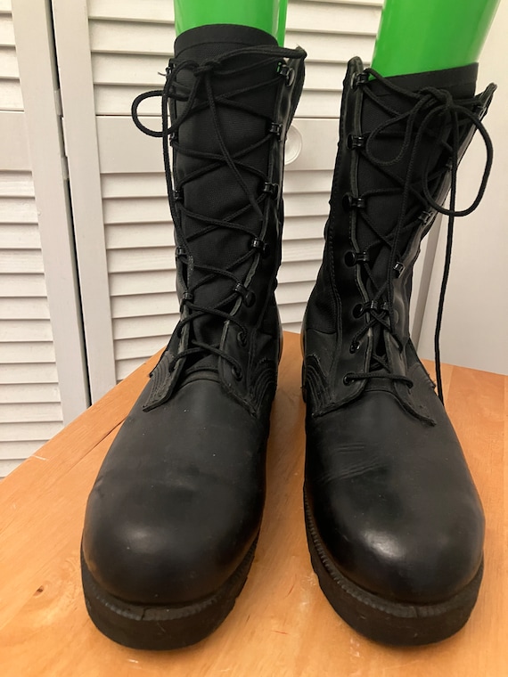 Mens Tall Leather Base and Nylon Boots Steel Toe Work Boots With Thick Ridged Rubber Sole. US Size 9 W Black Work Snow Boots for All Seasons Etsy Canada