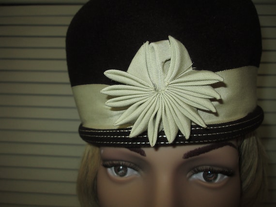 Vintage Brown Wool and Grosgrain Ribbon 1930