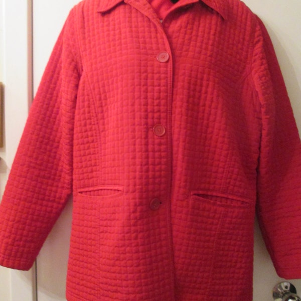 Bright Red Quilted Jacket Size L Cherokee Vintage. Great fall spring transition jacket in cheery red quilted size L jacket.