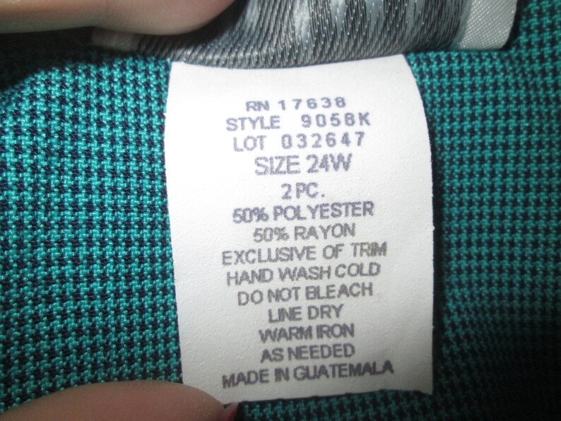 Turquoise and navy jacket and pants Lady Dorby label size 24 pants and jacket Vintage plus size 24 women professional 2 piece pant suit