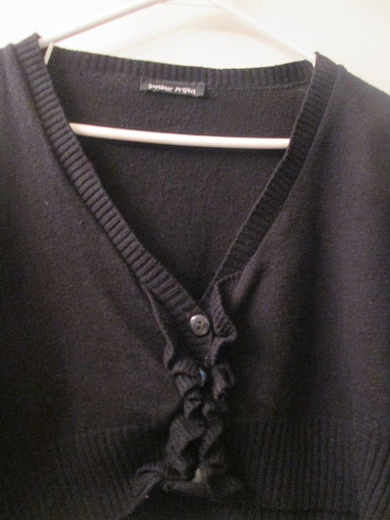 Vintage black short ruffled shrug sweater. "Berna… - image 5