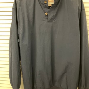 Woolrich vintage windbreaker navy blue pullover  jacket sailing boating beachcombing jacket Mens size L unisex nylon washable windbreaker