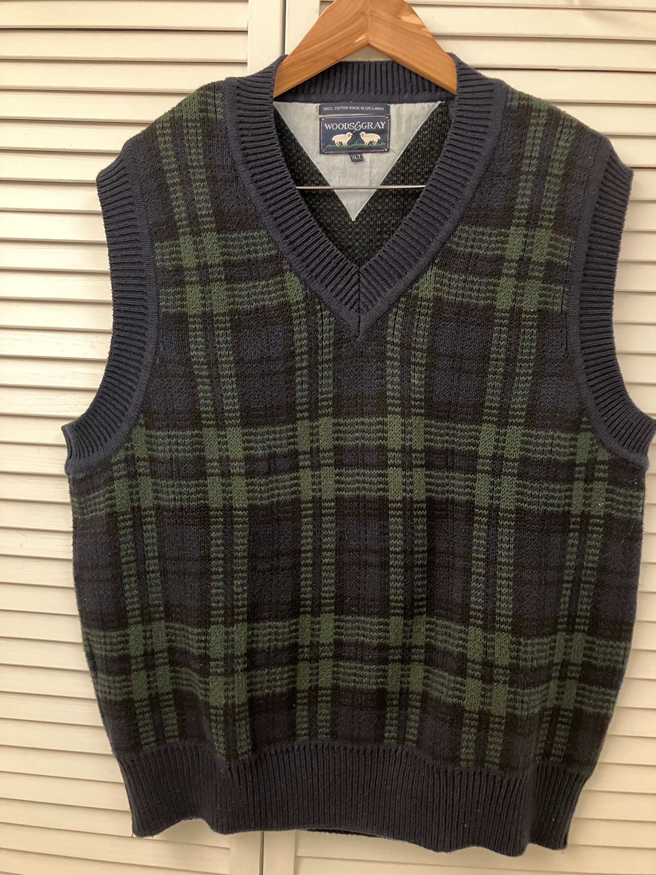 Green plaid sweater best sale vest
