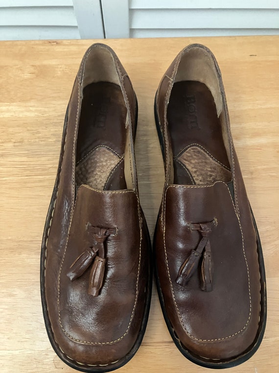 BORN Made in Mexico Handmade Brown Slip on Loafers W/ Tassel