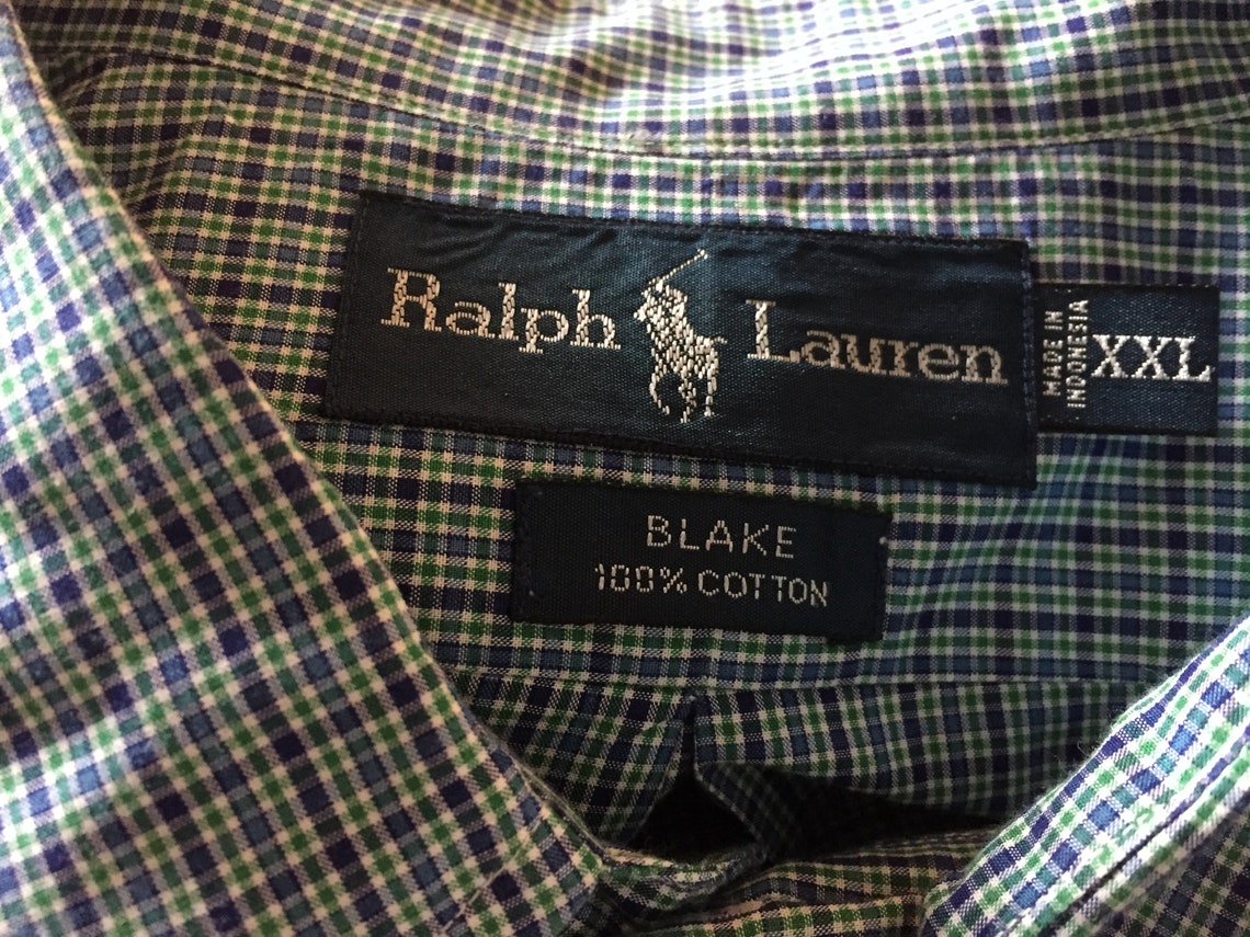 Ralph Lauren small plaid 100% cotton long sleeve button down | Etsy