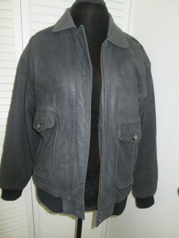 Vintage Black Leather Er Pilot Varsity Motorcycle Jacket W Metal Zipper Made In Korea 1970 Weathered To Be Mod Hip Steampunk Rad