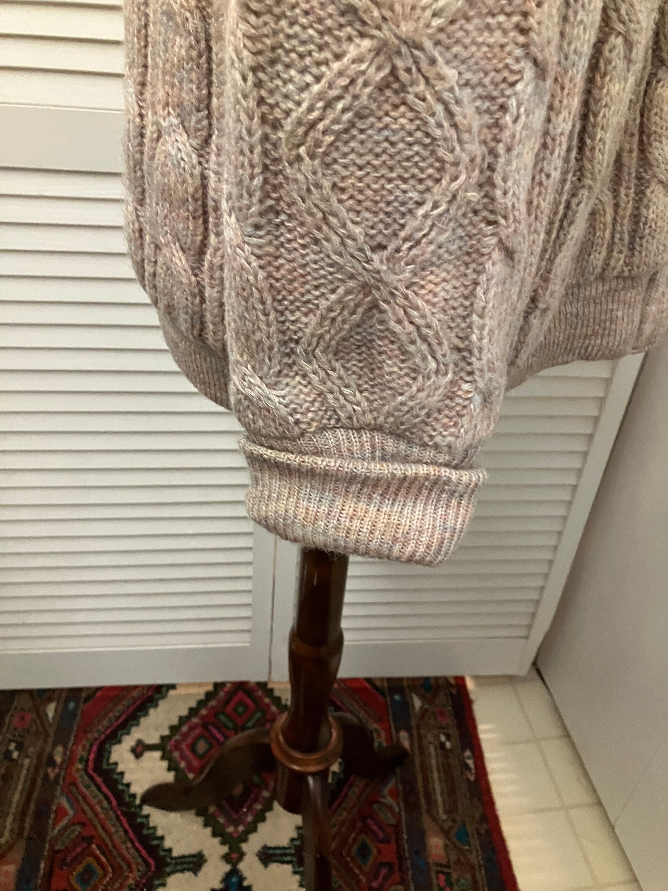 Vintage Cable Knit Thick Acrylic Cardigan Zip up Sweater Coat W 