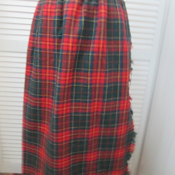 Jupe Portefeuille Eddie Bauer Femme à Carreaux Rouges - Taille 8, Longueur Genou, Mélange Lin/rayon, Occasion Très Bon état