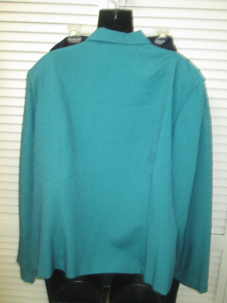 Turquoise and navy jacket and pants Lady Dorby label size 24 pants and jacket Vintage plus size 24 women professional 2 piece pant suit