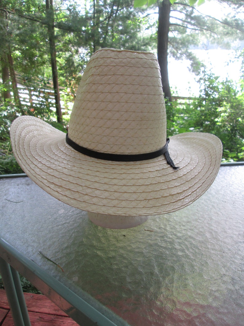 Vintage like new men/'s 10 gallon cream white straw cowboy hat by Bailey U Rollit Men/'s size 7 38 Tall men/'s straw cowboy hat Made in USA