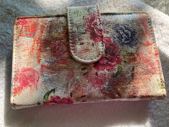 Vinilo abstracto floral cartera de mujer w snap cerrar monedero titular de efectivo y 9 titulares de tarjetas Guardian seguro etiqueta frontal cierre a presion Nunca usado X Mas Etsy Mexico