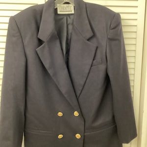 Chaqueta blazer de lana azul marino con botones en tono dorado y doble botonadura, chaqueta clásica unisex preppy