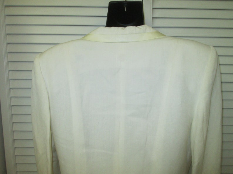 Vintage Ann Taylor made in USA linen blend cream colored 2 piece suit w cream satin trim Courthouse 2nd wedding dressy preppy spring suit
