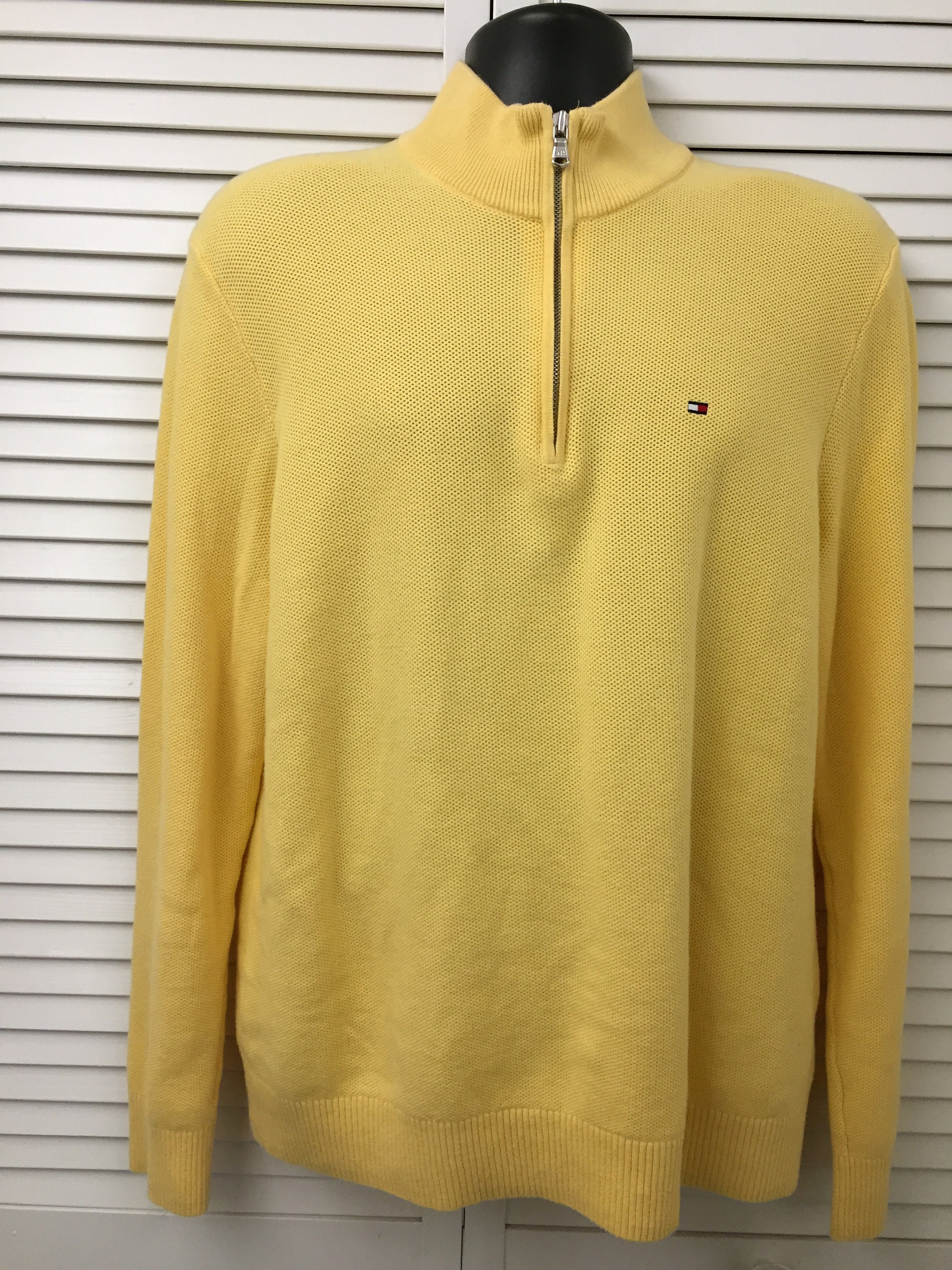 Golden Yellow Tommy Hilfiger 100% Cotton Zip Neck Long Sleeved - Etsy