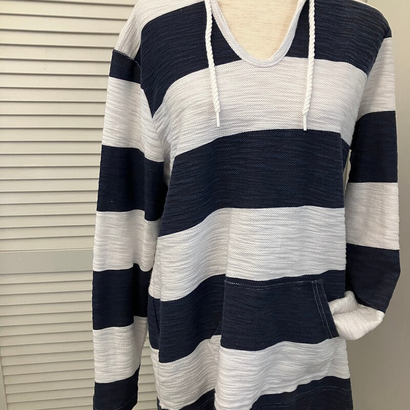 Pure Amici Navy and White Stripe Hoodie Sweater with Navy Shell main image 0