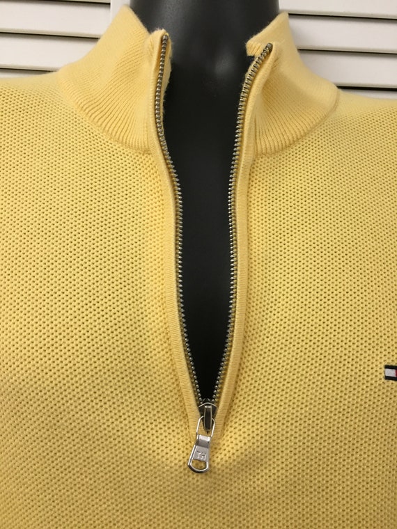 Golden yellow Tommy Hilfiger 100% cotton zip neck… - image 4