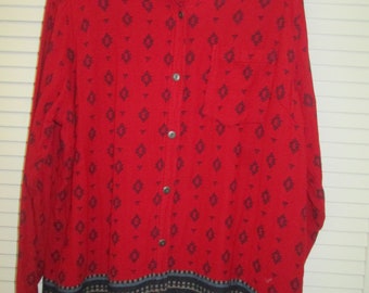 Vintage womens size 20 long red tunic blouse Made in India for CST Sport 64 34 Boho hip comfortable work weekend XL long blouse tunic length