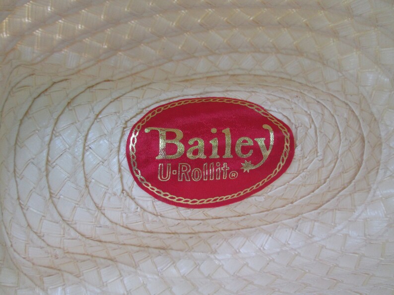 Vintage like new men/'s 10 gallon cream white straw cowboy hat by Bailey U Rollit Men/'s size 7 38 Tall men/'s straw cowboy hat Made in USA