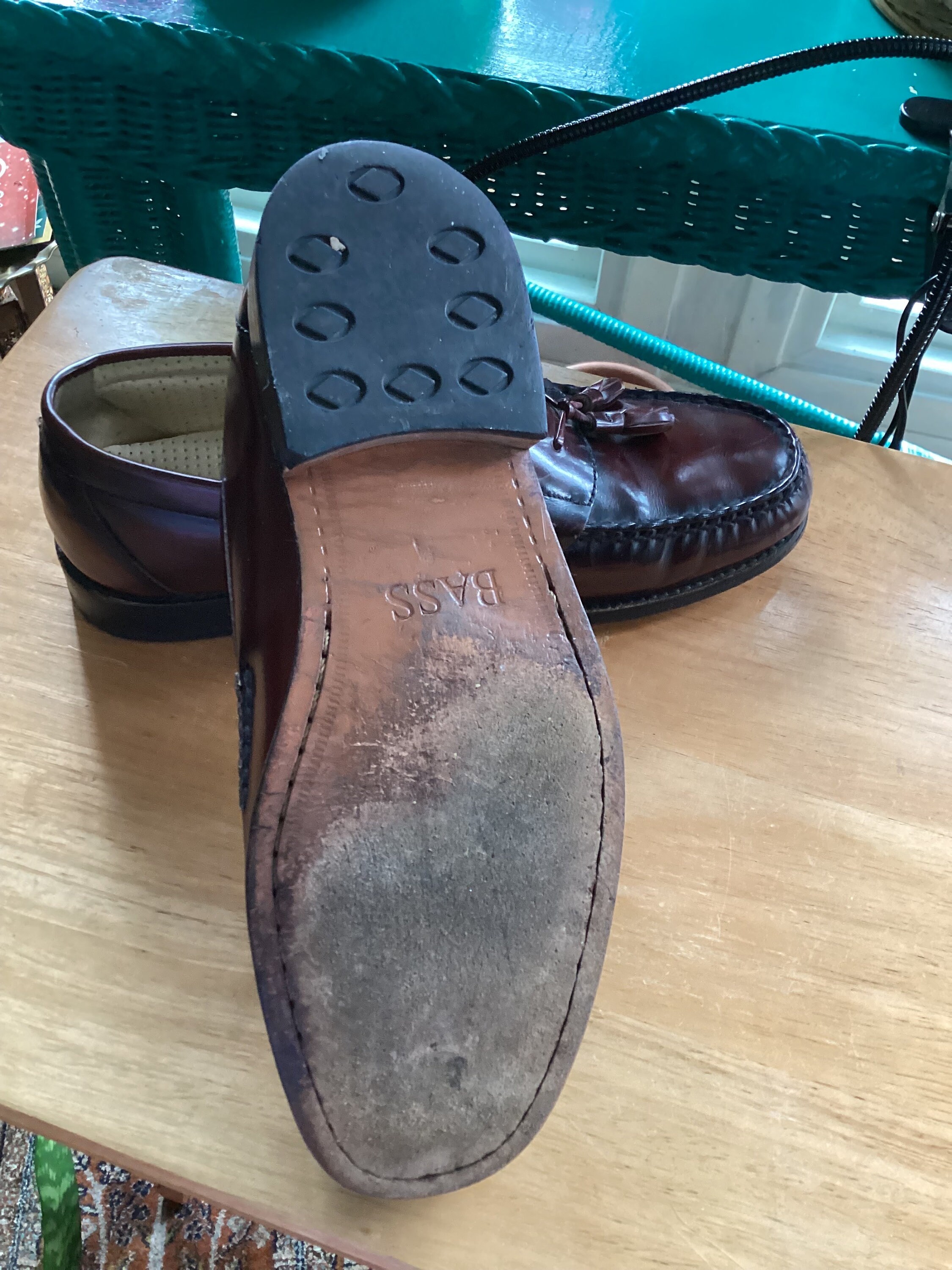Bass Cordovan Brown Leather Tasseled Slip on Loafers Men