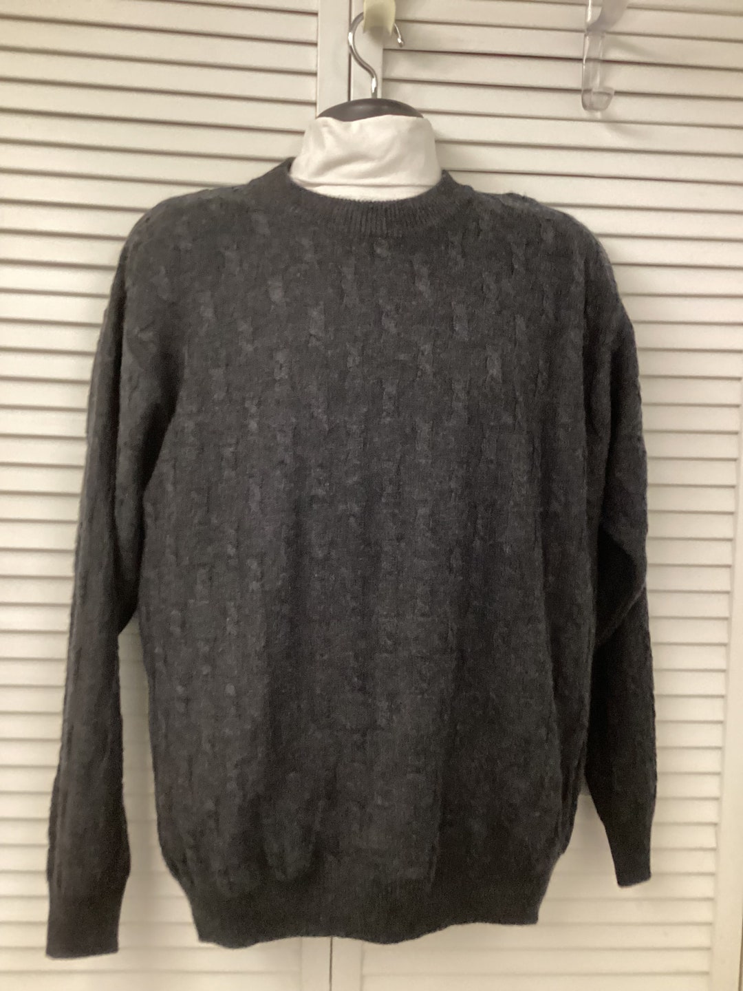 Vintage trui met ronde hals antracietgrijs 70% 30 nylon Unisex - Main Image