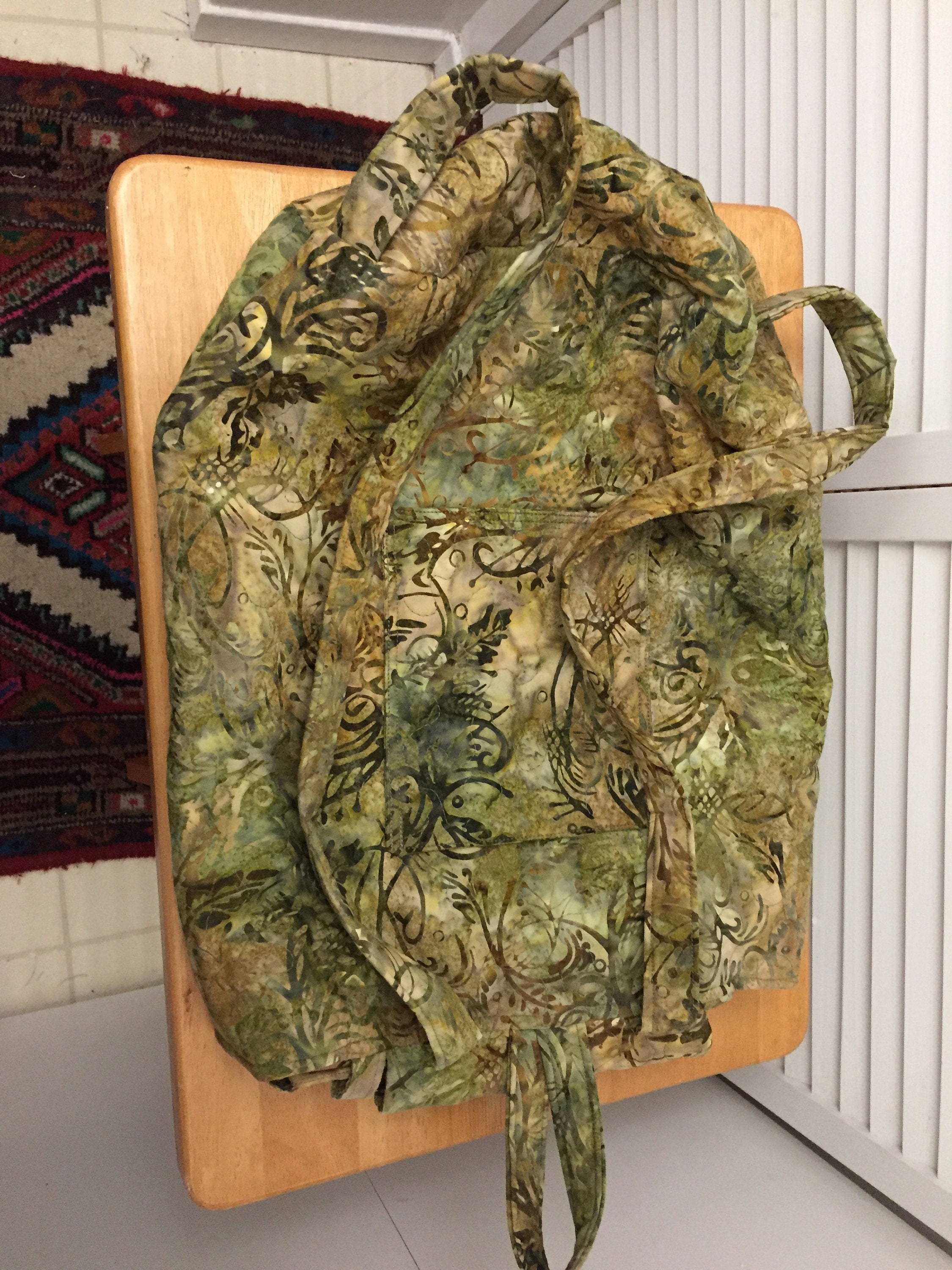 Batik Canvas Backpack Drawstring Shoulder Bag 9x9x13\