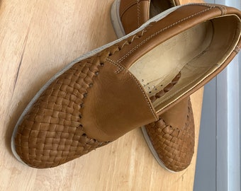 Herren gewebte Huaraches made in Mexico vintage Sandalen Urlaub bis ganzjährig Slip auf leichten gewebten Schuhen Herren Größe 10 leicht zu tragen Schuhe