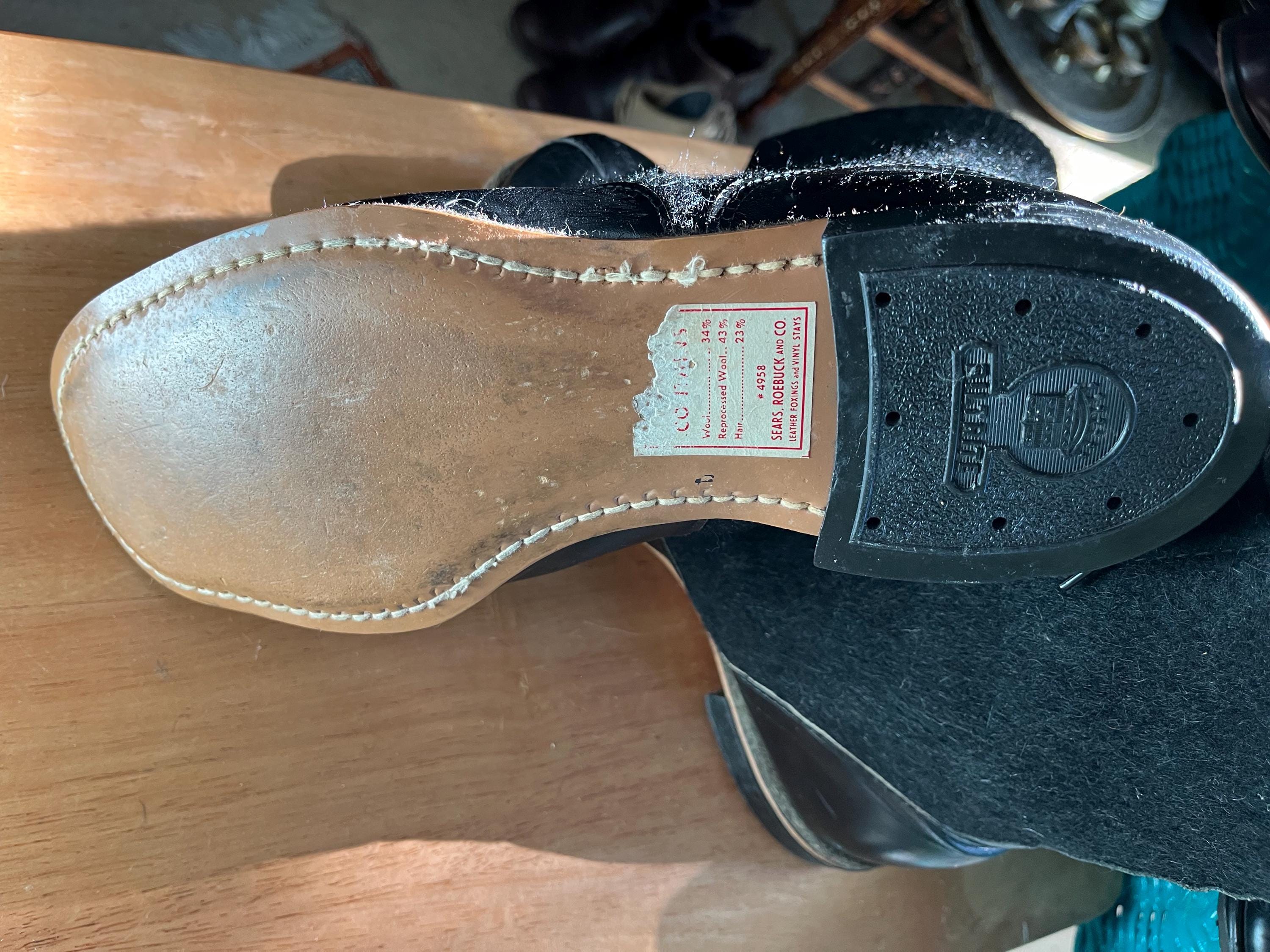 Black leather and wool lace up boots Vintage 1950’s Sears,Roebuck and CO Black Leather and Wool Lace up Boots Vintage 1950 main image 3