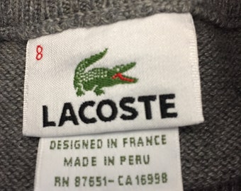 Lacoste Charcoal Gray Pullover Cotton Sweater W Signature Lacoste