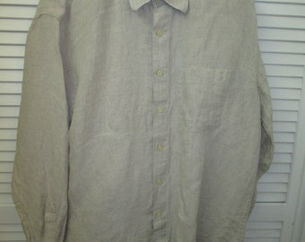 Vintage Liz Claiborne grootte 20 beige, witte krijtstreep bekleed linnen broek en gratis beige linnen lange mouw blouse groot plus grootte 2 pc