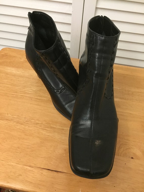 Franco sarto black leather ankle boots 2025