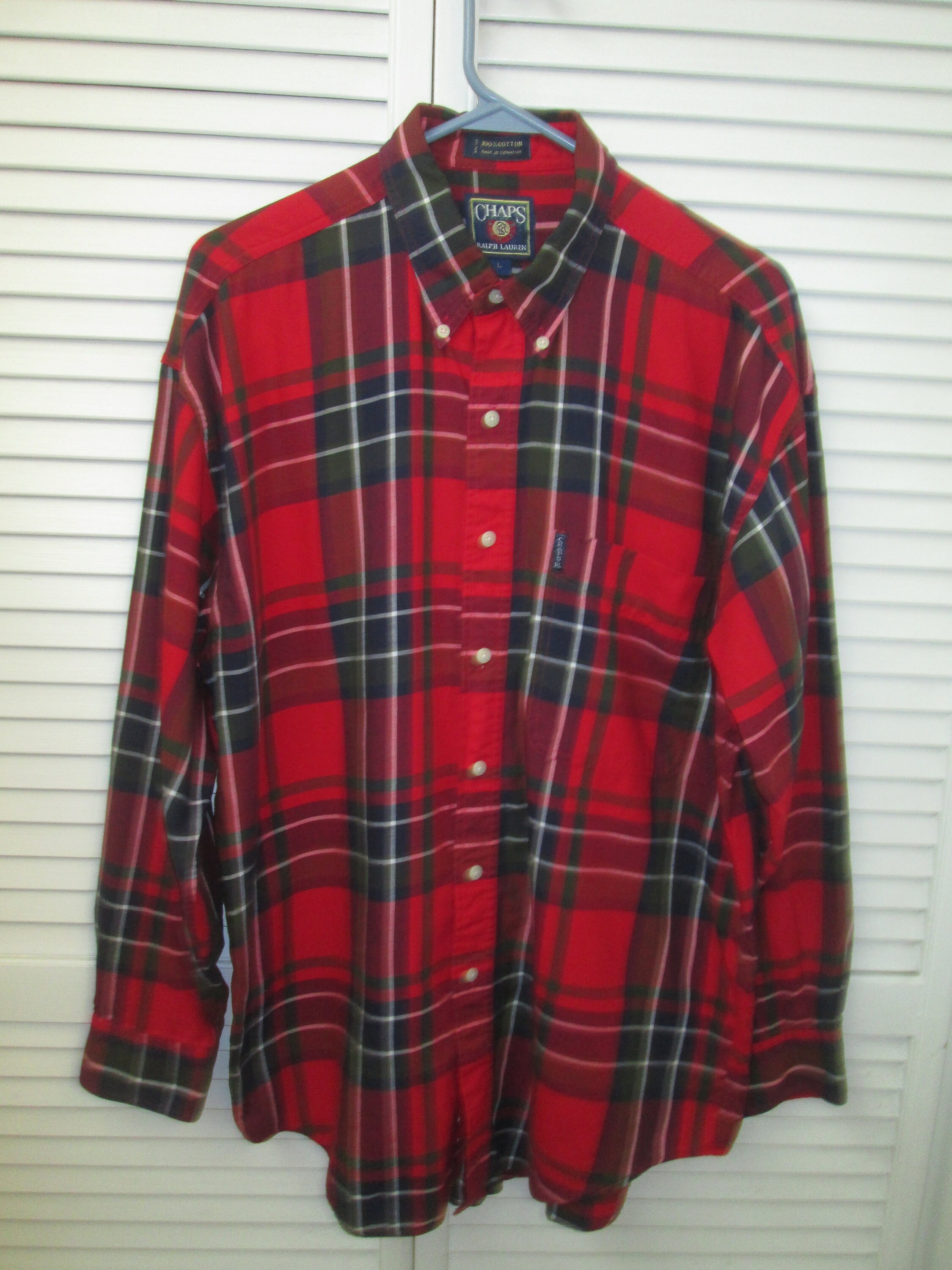 CHAPS ralph Lauren Super Soft 100 Cotton Red Paid Long Sleeved